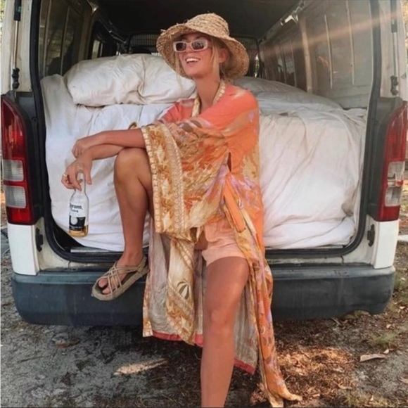 New! Mermaid Gypsy Boho Floral Kimono Duster Robe - Picture 4 of 9